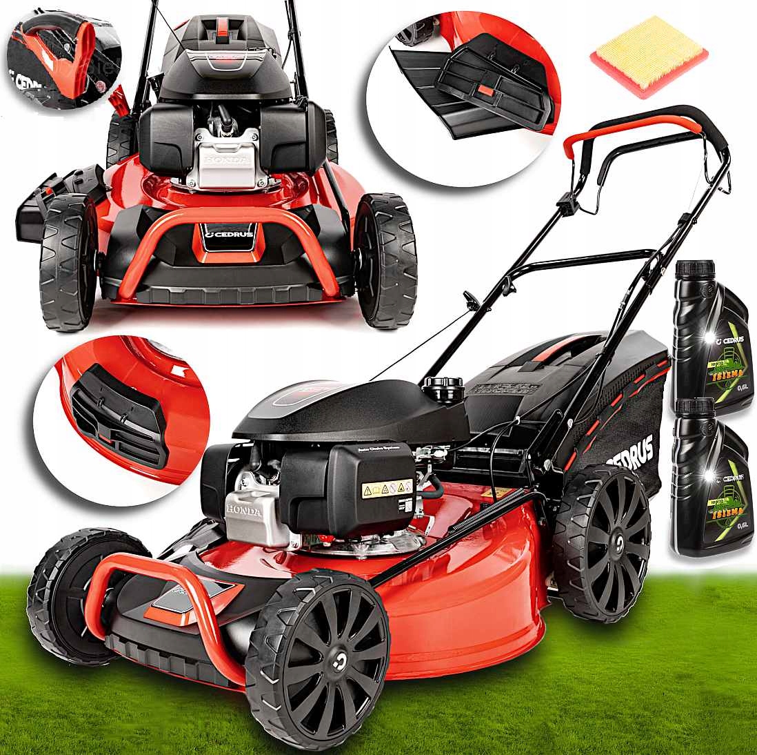 Benzínová kosačka na trávu Cedrus s motorom Honda GCV200, 55,5 cm, 3 v 1, kôš s objemom 65 l